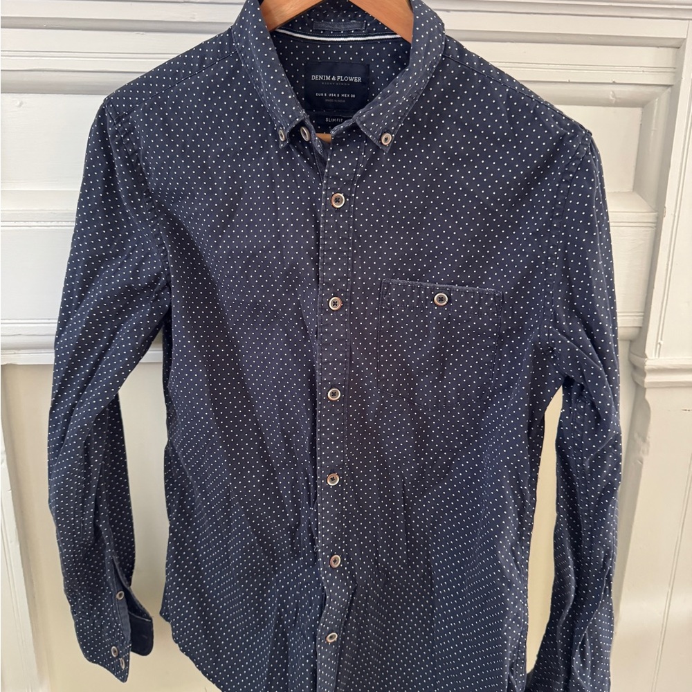 Denim & Flower Dark Blue Button Down Shirt